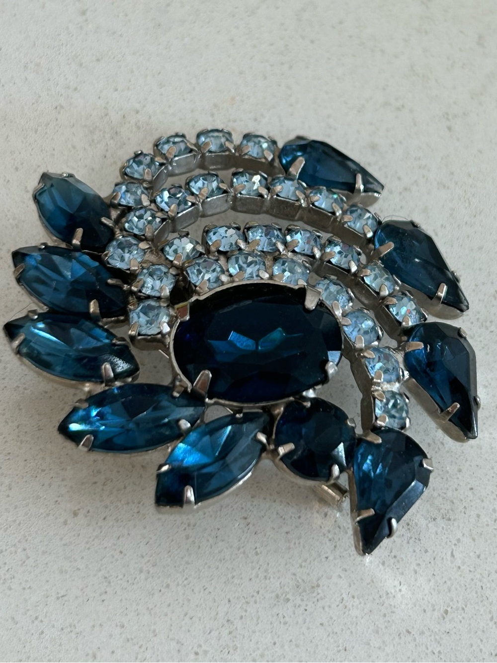Vintage Glass Rhinestone Swirl Statement Brooch - Women's Jewelry